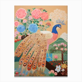 Maximalist Bird Painting Peacock 2 Canvas Print