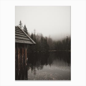 Old Cabin On Lake Canvas Print