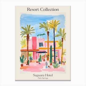 Poster Of Saguara Hotel,Palm Springs   Resort Collection Storybook Illustration  Canvas Print