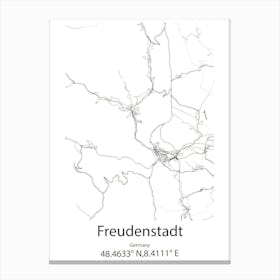 Freudenstadt,Germany Minimalist Map Canvas Print