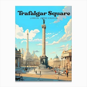 Trafalgar Square London United Kingdom Monument Travel Art Illustration Canvas Print