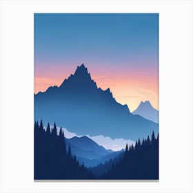 Misty Mountains Vertical Composition In Blue Tone 107 Canvas Print