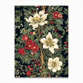William Morris Style Christmas Botanical 4 Canvas Print