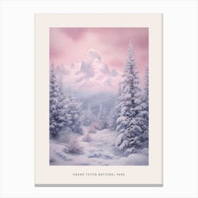 Dreamy Winter National Park Poster  Grand Teton National Park United States 3 Canvas Print
