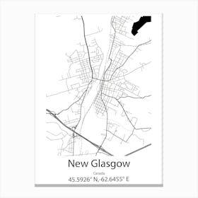 New Glasgow,Canada Minimalist Map Canvas Print