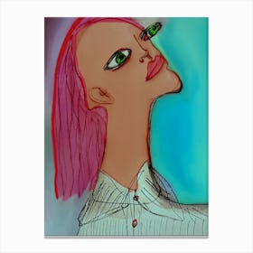 Pink Haired Woman Canvas Print