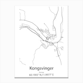 Kongsvinger,Norway Minimalist Map Canvas Print