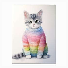 Baby Animal Watercolour Kitten Canvas Print