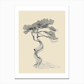 Bonsai Tree Minimalist Line Art Monoline Illustration Canvas Print