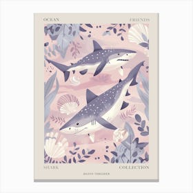 Bigeye Thresher Shark Illustration 2 Poster Canvas Print