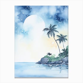 Watercolour Of Anse Lazio   Praslin Island Seychelles0 Canvas Print