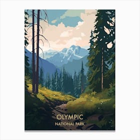 Olympic National Park Travel Poster Illustration Style 4 Canvas Print