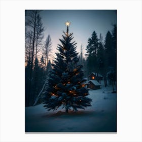 Christmas Tree In The Snow 6 Canvas Print