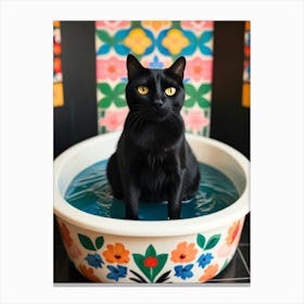 Cat In A Bowl Canvas Print