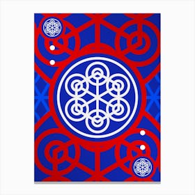 Geometric Abstract Glyph in White on Red and Blue Array n.0011 Canvas Print