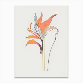 Lilium Floral Minimal Line Drawing 3 Flower Canvas Print