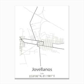 Jovellanos,Cuba Minimalist Map Canvas Print