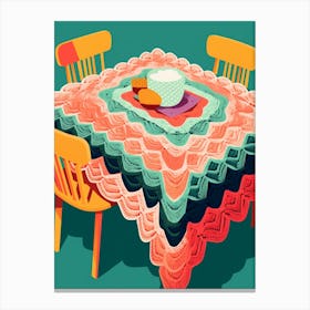 Crochet Dining Roon Retro Illustration 4 Canvas Print