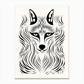 Linocut Fox Abstract Line Illustration 9 Canvas Print
