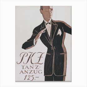 Dapper Man in Tuxedo, Vintage Men's Fashion Poster Canvas Print