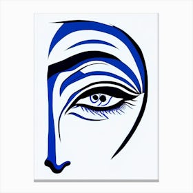 Buddha S Eyes Symbol Blue And White Line Drawing Canvas Print
