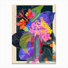 Lantana 2 Neon Flower Collage Canvas Print