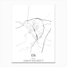 Elk River,United States Minimalist Map Canvas Print