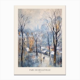 Winter City Park Poster Parc De Belleville Paris France 3 Canvas Print