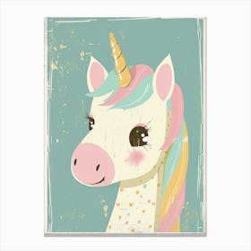 Rainbow Pastel Unicorn Storybook Style 1 Canvas Print