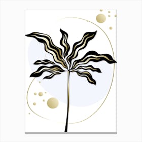 Palm Tree Black and Gold Modern Canvas Print