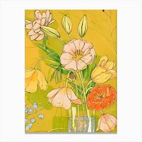 Floral Bouquet in Lime Background Canvas Print
