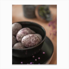 Purple Eggs In A Bowl Canvas Print