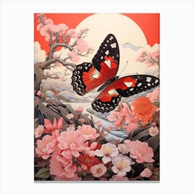 Butterflies By The River Japanese Style Painting 6 Canvas Print