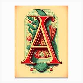 A, Letter, Alphabet Vintage Sketch 2 Canvas Print