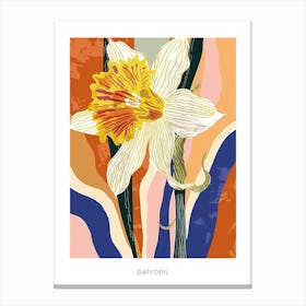 Colourful Flower Illustration Poster Daffodil 1 Canvas Print