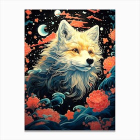 Fox In The Moonlight 2 Canvas Print