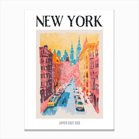 Upper East Side New York Colourful Silkscreen Illustration 3 Poster Canvas Print