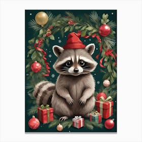 Christmas Raccoon 1 Canvas Print