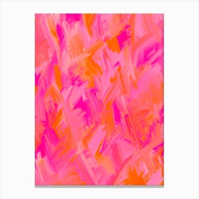 Abstract Painterly Pink and Orange Brush Strokes Canvas Print