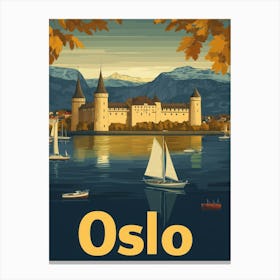 Aihrgdesign A Retro Travel Poster For Oslo 1 Canvas Print