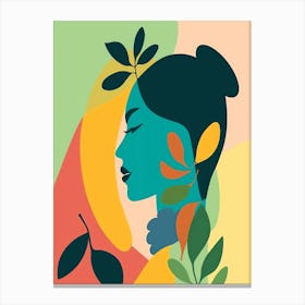 Portrait Of A Woman With Leaves 1 Canvas Print