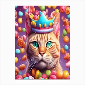 Crowned Cat Print Canvas Print