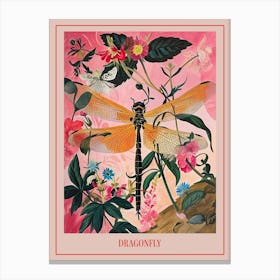 Floral Animal Painting Dragonfly 1 Poster Canvas Print