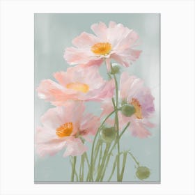 Daisies Flowers Acrylic Painting In Pastel Colours 1 Canvas Print