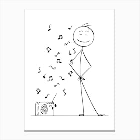 Stick Figure With Music Notes Canvas Print