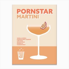 Pornstar Martini Cocktail Yellow Colourful Bar Wall Canvas Print