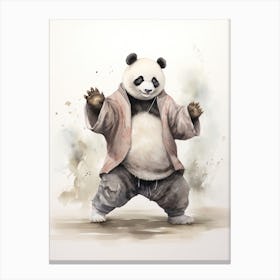 Panda Art Practicing Tai Chi Watercolour 2 Canvas Print