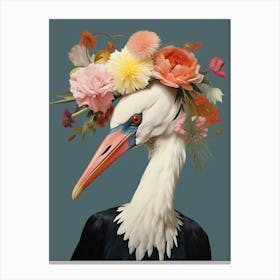 Bird With A Flower Crown Stork 2 Canvas Print