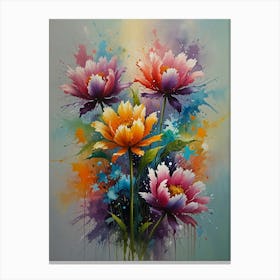 Flowers With Splatters Canvas Print