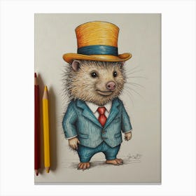 Hedgehog In A Suit Canvas Print